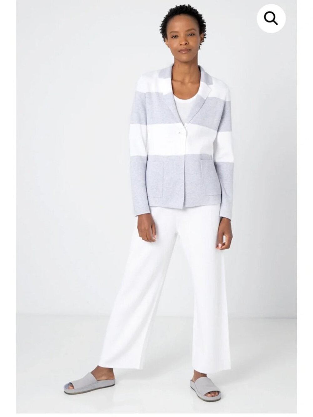 NWOT Kinross Blue & White Cashmere Colorblock Cardigan Size S/P